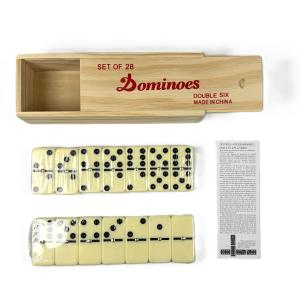 Dominoes Premium Solid Wood Domino Set | 28-Piece Double Six | Custom Logo Engraving | Perfect Gift